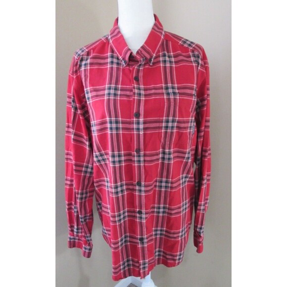 Columbia Rapid Rivers II Shirt Men's Large Red Plaid Longsleeve - Picture 1 of 4